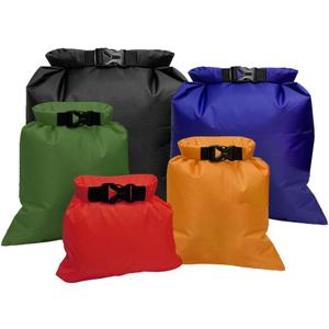 Pimoys 5 Pack Waterproof Dry Sacks, Lightweight Outdoor Dry Bags Ultimate Dry Bags for Kayaking Rafting Boating Camping (1.5L, 2.5L, 3.5L, 4.5L, 6L) (Multicolour)