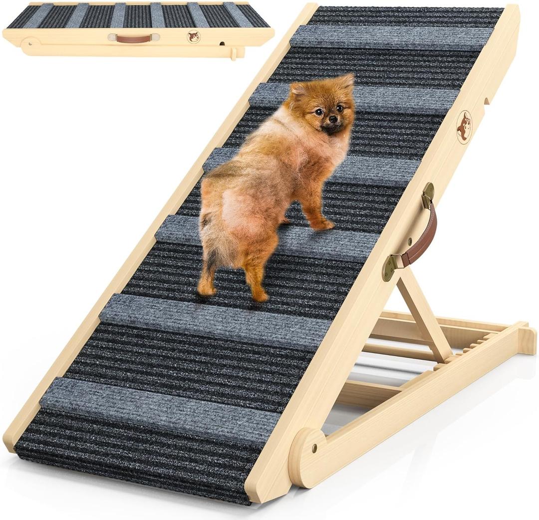 Dog Ramp, Portable Pet Ramp for Large Small Old Dogs Cats with 7 Adjustable Heights 11" to 26.6", Non-Slip High Traction Ramp for High Bed, Couch, Hold up to 200 LBS