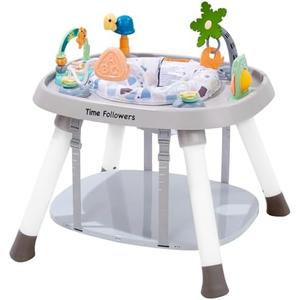 Time Followers® Baby Activity Center | 3-Stage 4Modes Activity Center & Play Table | Montessori-Inspired Design | Exersaucer, Jumper & Bouncer for Baby Ages 6M+ (Beige)