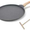 10 inch Crepe Pan, Nonstick Pan for Crepes, Dosa Tawa Tortilla Pan, Griddle Pancake Pan for Roti Indian - Black