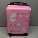 Redbaker 6 Pcs Kids Luggage Set 17 Inch Kids Rolling Luggage Double Pattern Suitcase for Girls Boys School Gift(Soft Pink,Unicorn)