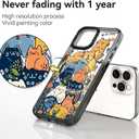 Compatible for iPhone 13 Pro Case Cute Aesthetic - Durable Shockproof 6.6 ft Drop Impact Phone Case Cover with Funny Fashion Cats Party Design 6.1" Black