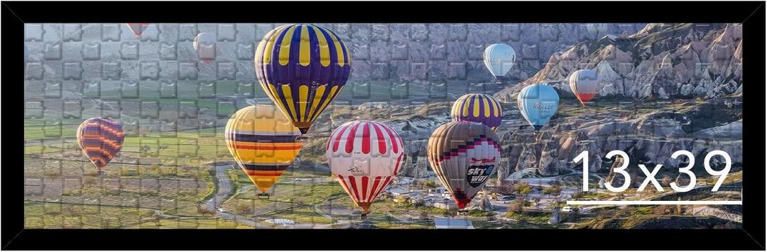 13x39 Picture Frame Black for Puzzles Poster Photo Picture, Horizontal and Vertical Formats for Wall Hanging, 13 x 39 Wall Gallery Poster Photo Puzzles Frame for 13 by 39 Photos Posters, Black