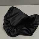 Extra Large Satin Bonnet Hair Cap, 17inches Silk Bonnet for Sleeping, Jumbo Silk Sleep Cap for Women Braids Curly Hair Locs (Black)