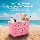 Tote Topper Tray Accessories for Bogg Bag Large Only - Waterproof EVA Removable Table Top Organizer Lid with Cup Holder, Divider, Snack, Phone & Drink Holders for Beach, Pool (Hwhite)