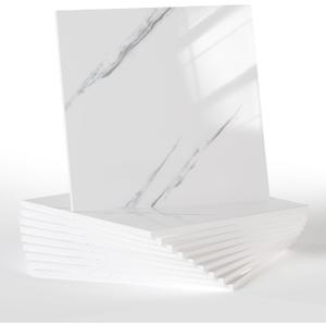 10pcs Marble Peel and Stick Backsplash Waterproof Wall Panels, Self Adhesive Marble Foam Tile, 11.8"x11.8" PVC Wall Panels for Bathroom, Kitchen, Living Room and Laundry Room (White and Gray)