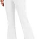 Urban CoCo Women's Flare Dress Pants with Pockets High Waist Slacks Pull On Work Casual Petite/Regular/Tall Pants (Medium, White)