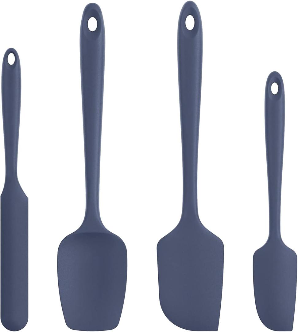 Heat Resistant Silicone Spatula Set: U-Taste 600F High Temp Seamless Food Grade Food Grade Flexible Rubber Silicon Kitchen Cooking Mixing Baking Scraper for Nonstick Cookware Set of 4 (Midnight Blue)