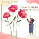 5.9 Ft Large Paper Artificial Flowers,Giant Flowers for Decoration,Standing Huge Handcrafted Poppy Flowers for Garden,Hotel,Office,Photography Props,Wedding,Art Gallery,Shop Window Display(B-Red)