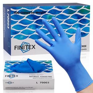 FINITEX Nitrile Disposable Medical Exam Gloves - 4 mil Powder-free Stretch Latex-Free Blue 100 PCS For Examination Home Cleaning Food Glove (100, Large)
