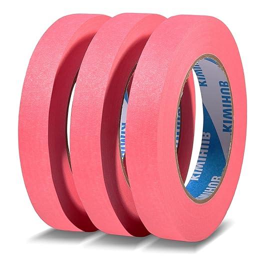 Pink Painters Tape, 1" x 60 Yards x 5 Rolls (300 Yards Total) - 14 Day Easy Removal Decorative Masking Tape for Painting, Labeling, DIY Crafting, Decoration and School Projects