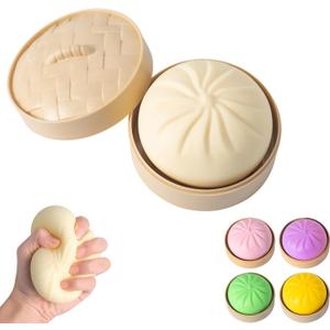 Dumpling Squishy, Mystery Squishy Dumpling Box, Fidget Toys Adults & Teens, Easter Basket Stuffers, Stocking Stuffers, Sensory Stress Ball Squeeze Toys for Stress Relief (White)