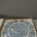 1st owned Wall Clocks for Living Room Decor,24" Vintage,Round Silent Non Ticking,Black Metal,Modern Wood Clocks for Home Bedroom,Kitchen,Garden,Office,Cafe,Modern Wall Decoration -Roman Numerals (Blue)