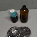 Amber Glass Mouthwash Dispenser with Cup Holder for Bathroom, 16oz Refillable Mouthwash Bottles Container with Tray, Funnel and 2 Waterproof Labels