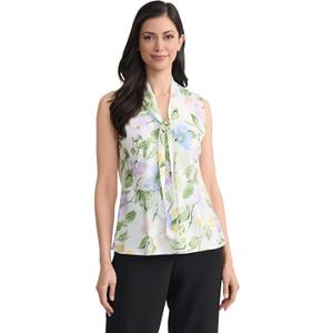 Kasper Women's Kasper Petite Sleeveless Printed Tie-Front V-Neck Top,  Petite XL