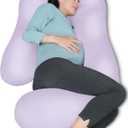 MOON PARK Pregnancy Pillows for Sleeping - U Shaped Full Body Maternity Pillow with Removable Cover - Support for Back, Legs, Belly, HIPS - 57 Inch Pregnancy Pillow for Women - Purple