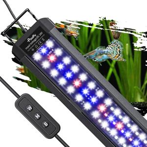 Pawfly 33W Aquarium LED Light for 48 to 54 Inch Fish Tanks Extendable Fish Tank Light with Full Spectrum Brilliant White Blue Red Lights with Daytime & Night Modes and Adjustable Brightness (Basic)
