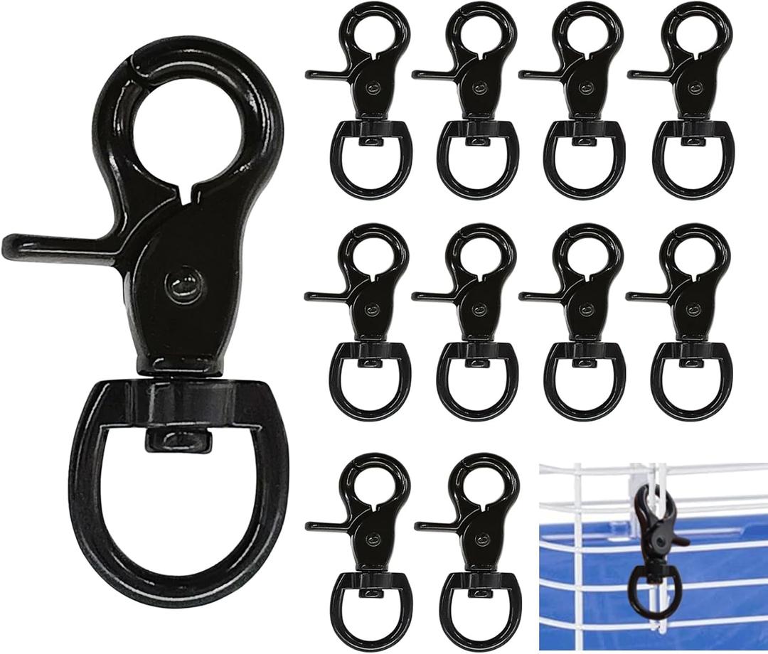 10PCS Trigger Snap Hooks 2.32'' x 0.82'' Zinc Alloy Black Swivel Snap Hooks Heavy Duty Metal Lanyard Clips Hardware for Dog Leash Purse Bag Clips Cages (10)
