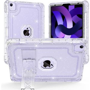 ZoneFoker Case for iPad Air 5th/ 4th Generation Case (2022/2020) 10.9'', for iPad Pro 11 Inch (4th/3rd/2nd/1st Gen), Hard Sturdy Slim Cover for iPad Air 5 4 th with Pencil Holder/Stand, Clear Glitter