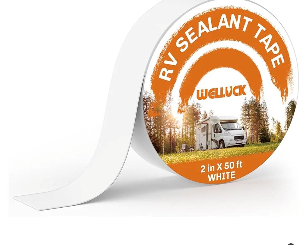 WELLUCK RV Roof Tape Sealant Roofing Tape, 2 Inch X 50 Foot Natural White RV Tape for Roof Repair Camper Trailer Boat Sealing Leak Repair, UV & Waterproof