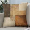 Decorative Throw Pillow Covers, Modern Abstract Brown Geometric Pattern, Set of 218x18 Pillows Linen Pillowcase, Modern Decorative Square Pillowcases for Sofa Couch Bedroom Living Room Car