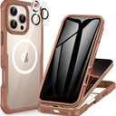 CENHUFO Magnetic Privacy for iPhone 16 Pro Max Case [Compatible with Magsafe] Full Body Phone Case Built-in 9H Tempered Glass Privacy Screen Protector and Camera Lens Protector Cover -Desert Brown