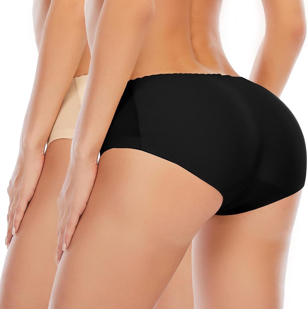 DERCA Butt Lifter Panties Padded Underwear for Women Seamless Booty Pads Hip Enhancer Panty (Small, 2 Pack Basic Set)