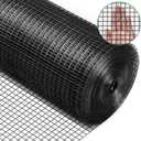 Rengue Black Hardware Cloth 1/2 Inch 48" x 100' 19 Gauge, PVC Coating Wire Fence Rolls Vinyl Coated Welded Chicken Wire Mesh for Poultry Netting Cage Fence, Tree Guard Rolls, Chicken Coop