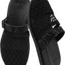 COFACE Womens Orthotic Sandals Ladies Fashion Breathable Mesh Mules Round Toe Backless Loafers Slides Adjustable Wedge Heel Cushion Walking Sandles With Comfortable Arch Support (Black), US 10