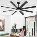 DLLT Large Ceiling Fans with Lights: 72in Modern Indoor/Outdoor Ceiling Fan for Living Room Patio - Black Ceiling Fans with Remote APP Control 8 Blades Reversible Quiet DC Motor Timer 6 Speeds 3 CCT (Black+ Red Walnut)