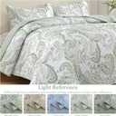 WONGS BEDDING Paisley Quilt Set King Size,3 Pieces Boho Quilt Bedspread, Soft and Lightweight Microfiber Coverlet Bedding Set for All Season(110''x90'')