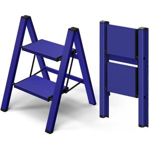 Taranta 2 Step Ladder,Aluminum Lightweight Folding 2 Step Stool with Anti-Slip Wide Pedal,330lbs Capacity Step Ladder for Household,Kitchen,Office - Blue