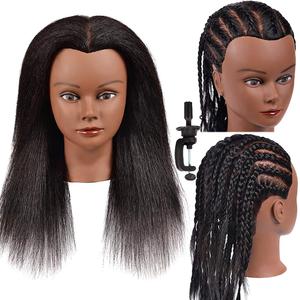 Mannequin Head with 100% Real Human Hair 14 Inch Training Head Manikin Head Cosmetology Doll Head Hairdresser Hairstylist Practice Head for Hair Styling with Stand (new-14inch-black)