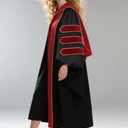 GradPlaza Doctoral Graduation Gown Regalia With University Hood, Gold Piping, and 8-Sided Tam 42
