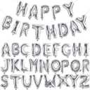 TONIFUL 65 Pcs 16 Inch Silver Happy Birthday Balloons and 2 Sets AZ Foil Letters Balloons DIY Personalized Phrase Banner for Birthday Celebration Halloween Thanksgiving Christmas Party Decorations