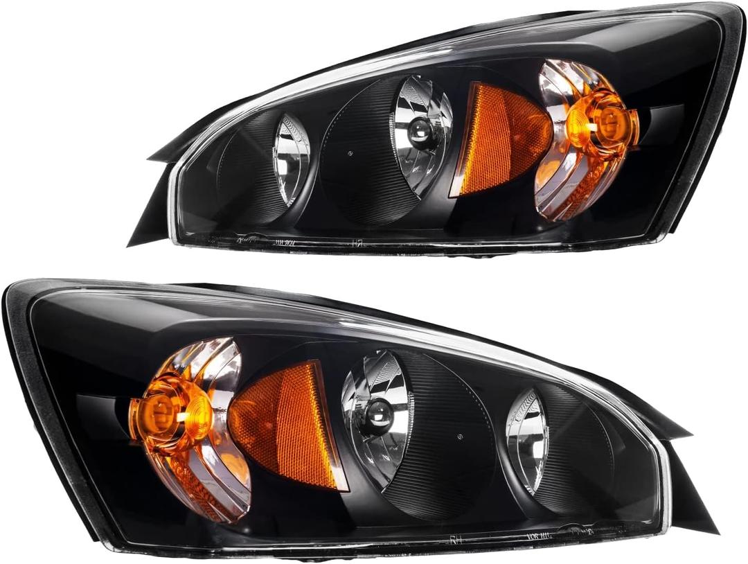 Torchbeam Headlight Assembly Compatible with 2004 2005 2006 2007 Chevy Malibu OE Headlamp Replacement for 2008 Malibu Classic LS/LT Pair Front Headlights Black Housing Driver and Passenger Side
