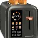 SEEDEEM Toaster 2 Slice, Touch Control Stainless Toaster LCD Display, 50% Faster Heating Speed, 1.4'' Wide Slots, More Timer Functions, Removable Crumb Tray, 1350W, Dark Metallic