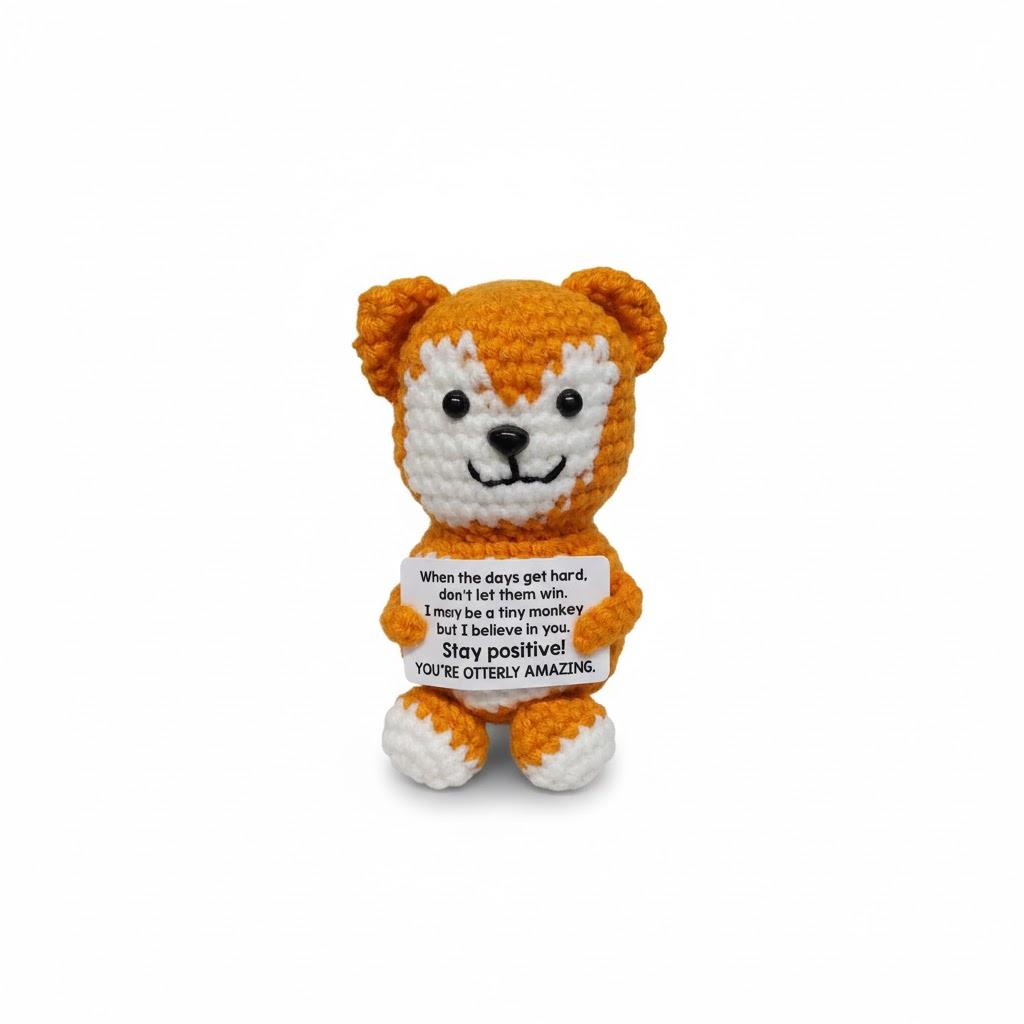 Mini Funny Positive Crochet Animals,Inspirational Handmade Crochet for Girl and Teenage Friends Emotional Small Gift for Birthday Graduation Teacher Appreciation,Cute Stuff Emotional Cheer Up Support