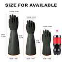 North Tower Heavy Duty Rubber Gloves, Industrial Gloves Waterproof Reusable Protective Work for Cleaning, Dishwashing, Upgraded with Non-Slip Design, Black(22in,1pair)