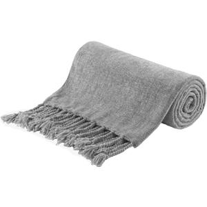 BATTILO HOME Gray Chenille Throw Blanket for Couch, Decorative Soft Knit Throw Blanket with Fringe Tassels, Lightweight Throw Blanket for Home Decor, 50"x60" BATTILO HOME Gray Chenille Throw Blanket for Couch, Decorative Soft Knit Throw Blanket with Fringe Tassels, Lightweight Throw Blanket for Home Decor, 50"x60"