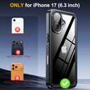 ANTSHARE for iPhone 17 Case, IP68 Waterproof Shockproof Case, [Built-in Screen Protector] - 12 FT Military Dropproof - Full Body Heavy Duty Rugged Phone Cover 6.3 inches - Black/Clear
