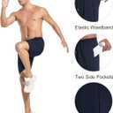 5 Pack Mens Athletic Gym Workout Shorts Quick Dry Basketball Running Lightweight Shorts with Pockets (Large, 3 Black 1 Blue 1 Gray)