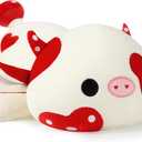 Onsoyours Cute Cow Plushie, Soft Stuffed Mushroom Love Cow Squishy Plush Animal Toy Pillow Gift for Kids (Red Mushroom Cow, 12")