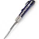 606BU Damascus Steel knife - Pocket Folding with Clip - Handmade Custom Pocket knife for Men  Cool Pocket Good For Camping Hunting Fishing Indoor & Outdoors Activities - EDC Damascus knife - Folding Hunting Knives - Leather Sheath - Folding Pocket Knife by GladiatorsGuild 606BU (Blue)