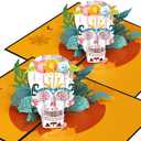 3 x YLOLUL 2 Pieces Rose Skull Halloween Pop Up Card Colorful Handmade 3D Halloween cards 5x7Inch Dia de los Muertos Card with Envelopes for Spooky Surprise, Day of the Dead, Funny Gift