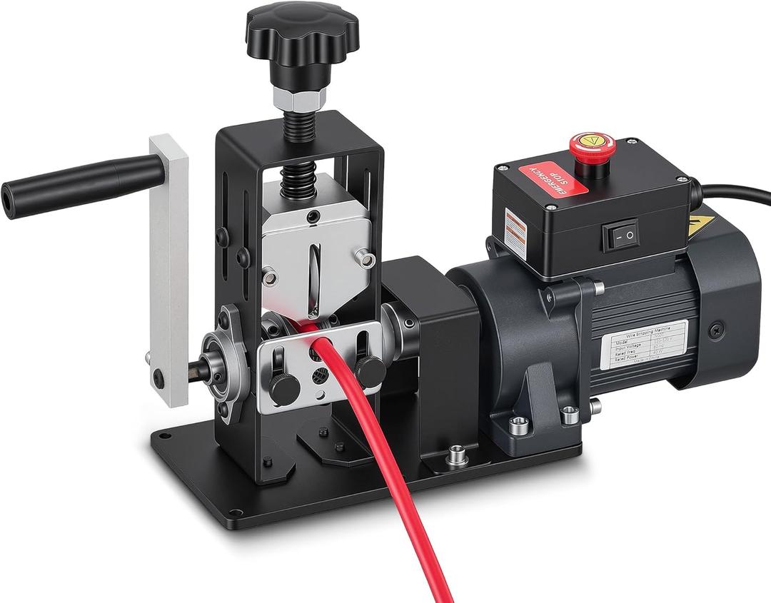 CREWORKS Automatic Wire Stripper Machine, Wire Stripper Electrical for 0.06"-0.9" (1.5-22 mm) Copper Wires with 3 Operation Modes, Wire Stripping Tool with Hand Crank for Scrap Wire Recycling