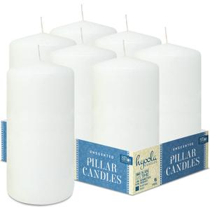 5 x Hyoola White Pillar Candles 3x6 Inch - Unscented Pillar Candles - 6-Pack - European Made