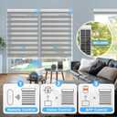 Motorized Zebra Blinds with Remote, Rechargeable Electric Shades Adjustable Stop Zebra Shade for Bedroom, Bathroom, Blackout Fabric for Privacy,Grey, 34¼"W X 72"H
