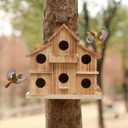Bird Houses for Outside with Bird Feeder,6 Rooms Large Bird House,Hummingbird House for Bluebird Finch Cardinals Hanging Birdhouse for Garden