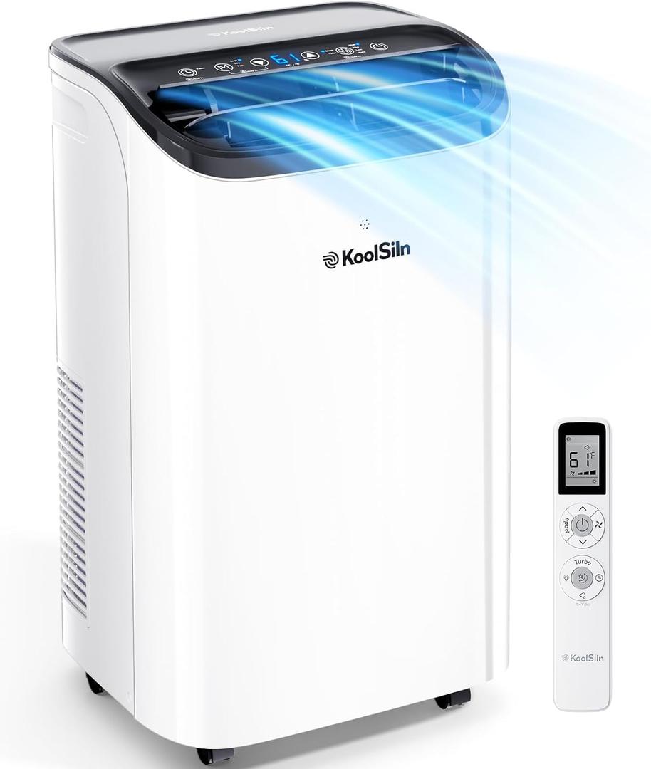 14,000 BTU Portable Air Conditioner with WiFi & Remote Control, Cools Up to 700 Sq.Ft, Auto-Evaporation Low Noise Portable AC Unit for Large Room, Office, Garage, Off White